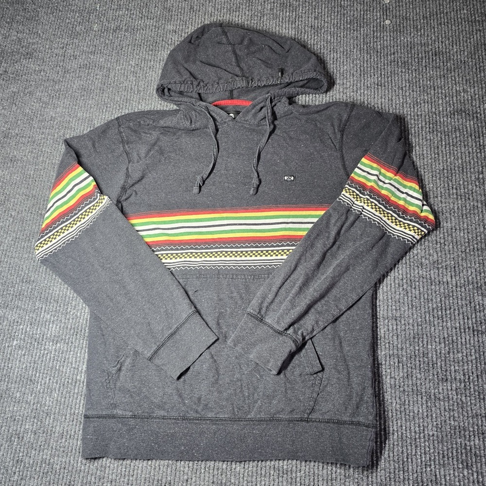 Billabong Sz Large Light Hoodie Reggae Rasta Stripe Skate Y2K Baja Festival Mens